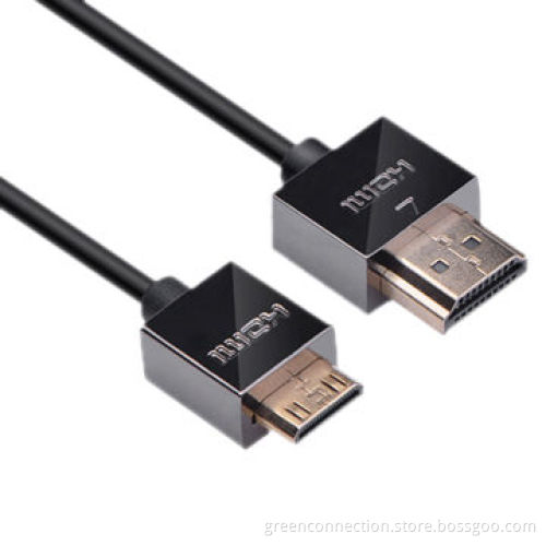 Thin and slim HDMI A Male to C Male Cable with Zinc Alloy Connector, 36AWG
